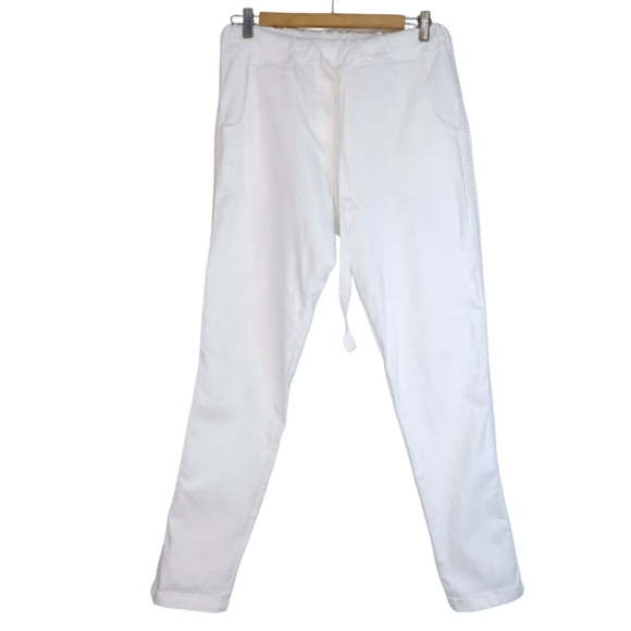 Sunny Studio Paris Embroidere Stretch Sz M White Joggers - Picture 1 of 14